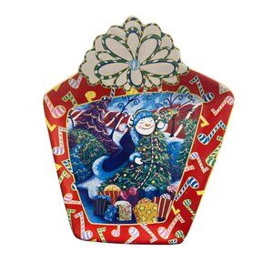 Juleez Hand-Painted Ceramic Snowman Christmas Plate